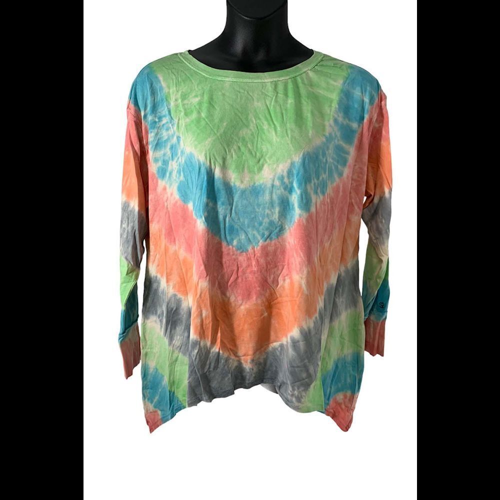Seed to Style Printed Long Sleeve Top w/ Sharkbite Hem Multi TieDye - Regular